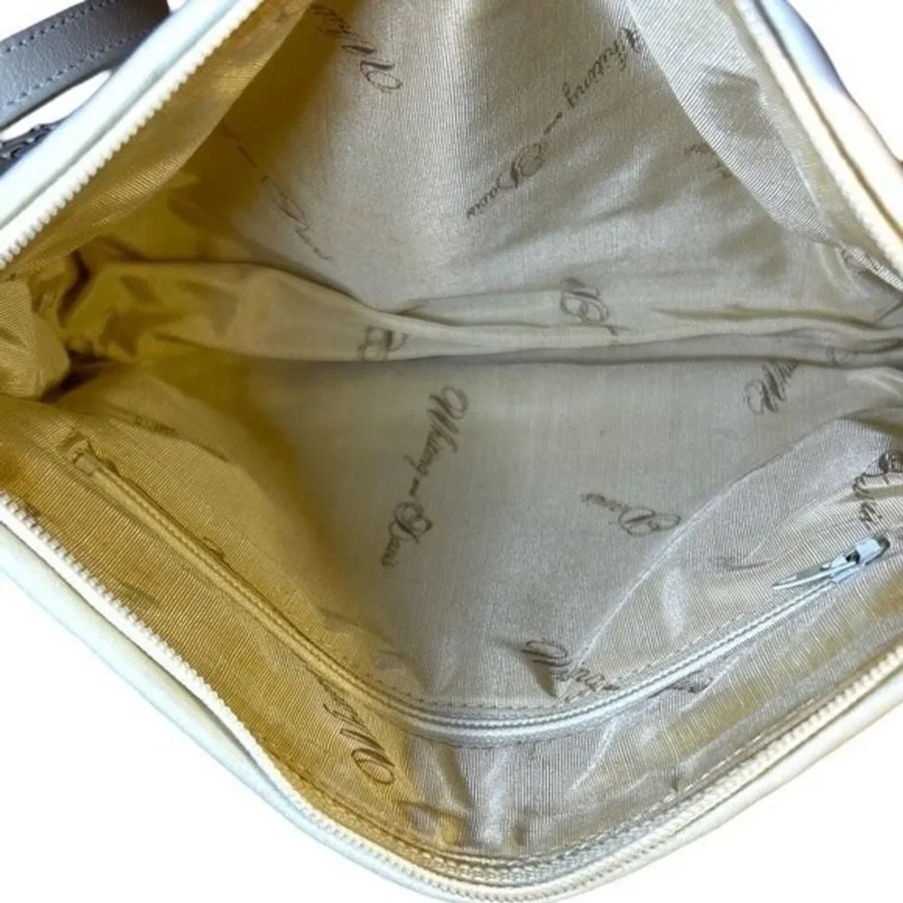 Whiting & Davis Vintage Cream Metal Mesh & Leather Handbag Purse Evening Bag